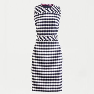 Women's J.Crew Towel Sheath Dress Gingham Black White Lined Size 8